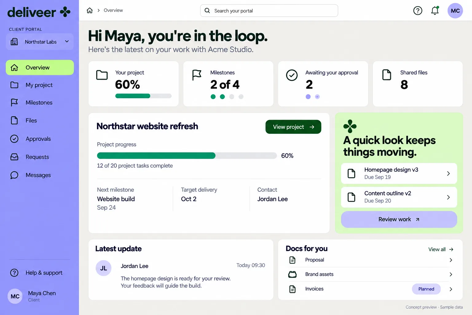 Client portal home