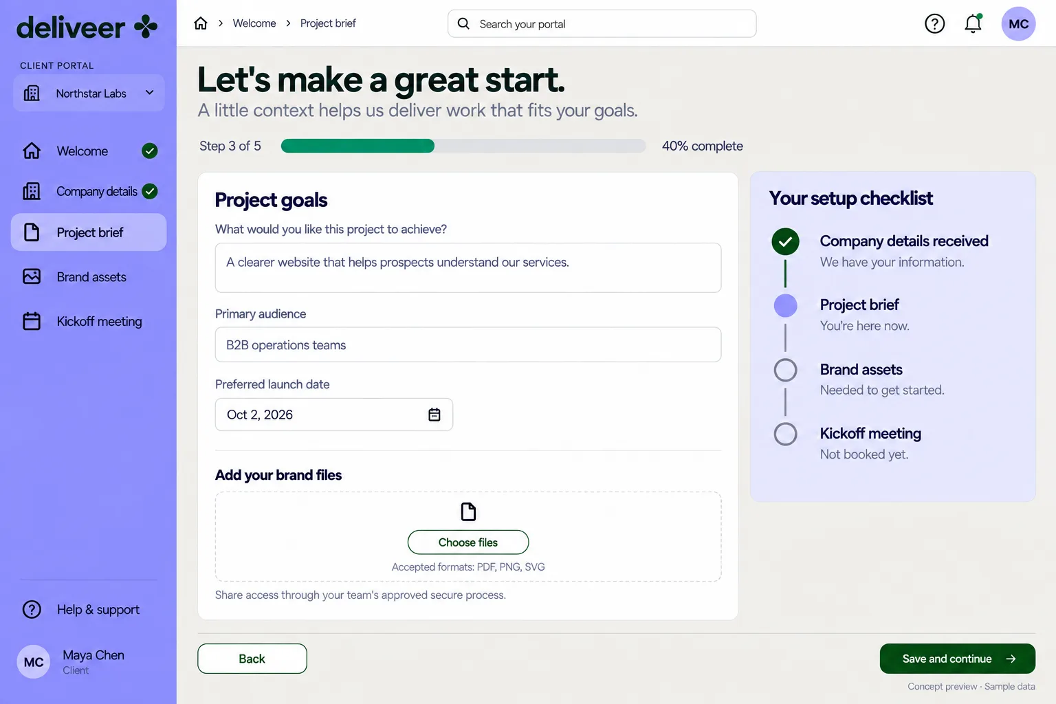 Client onboarding questionnaire