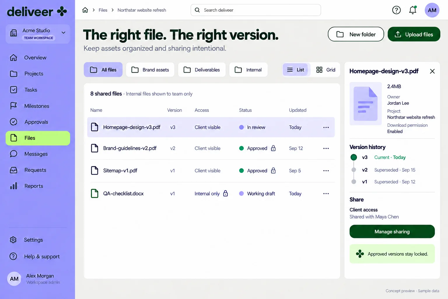 Files, versions, and sharing