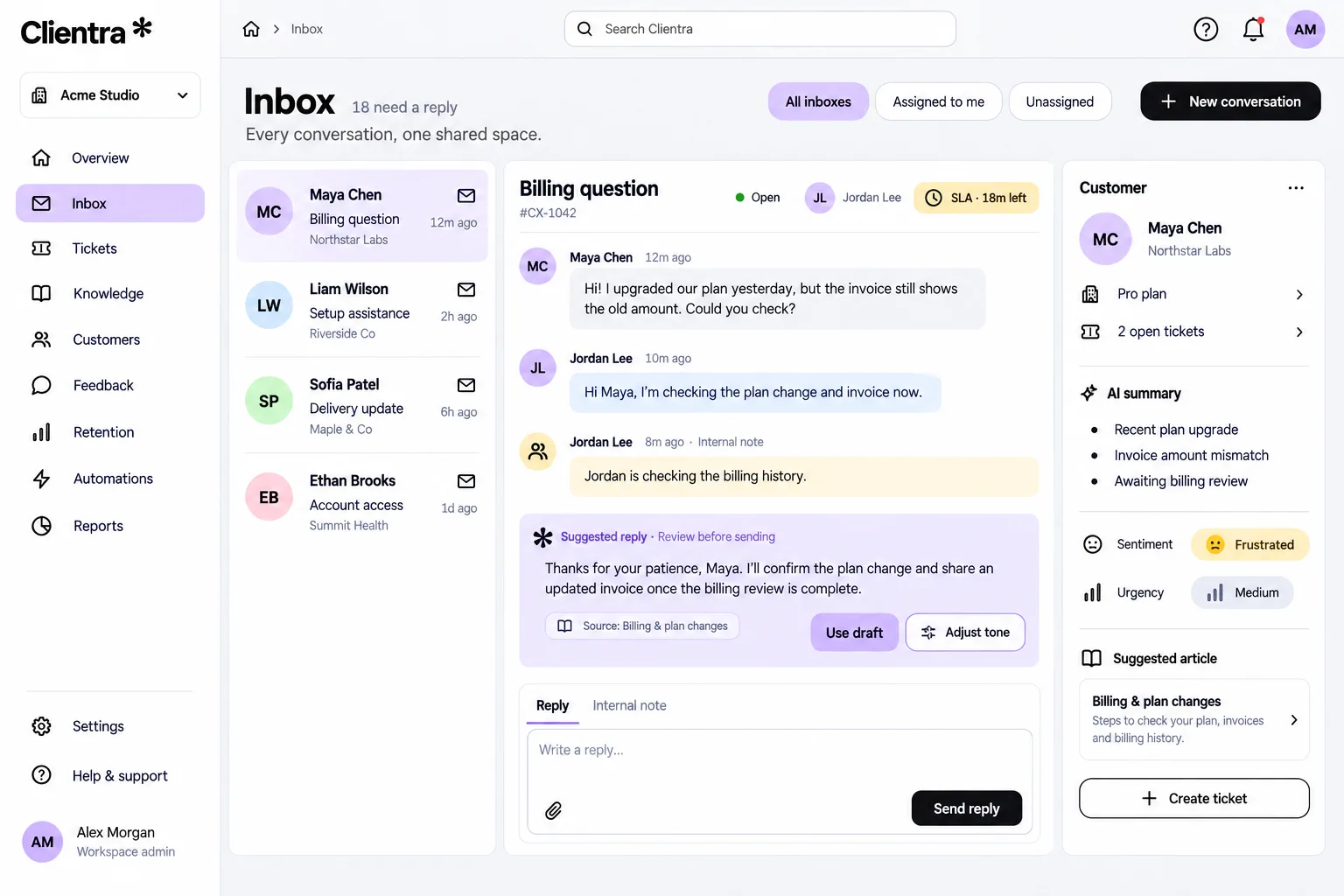 Omnichannel inbox with AI replies