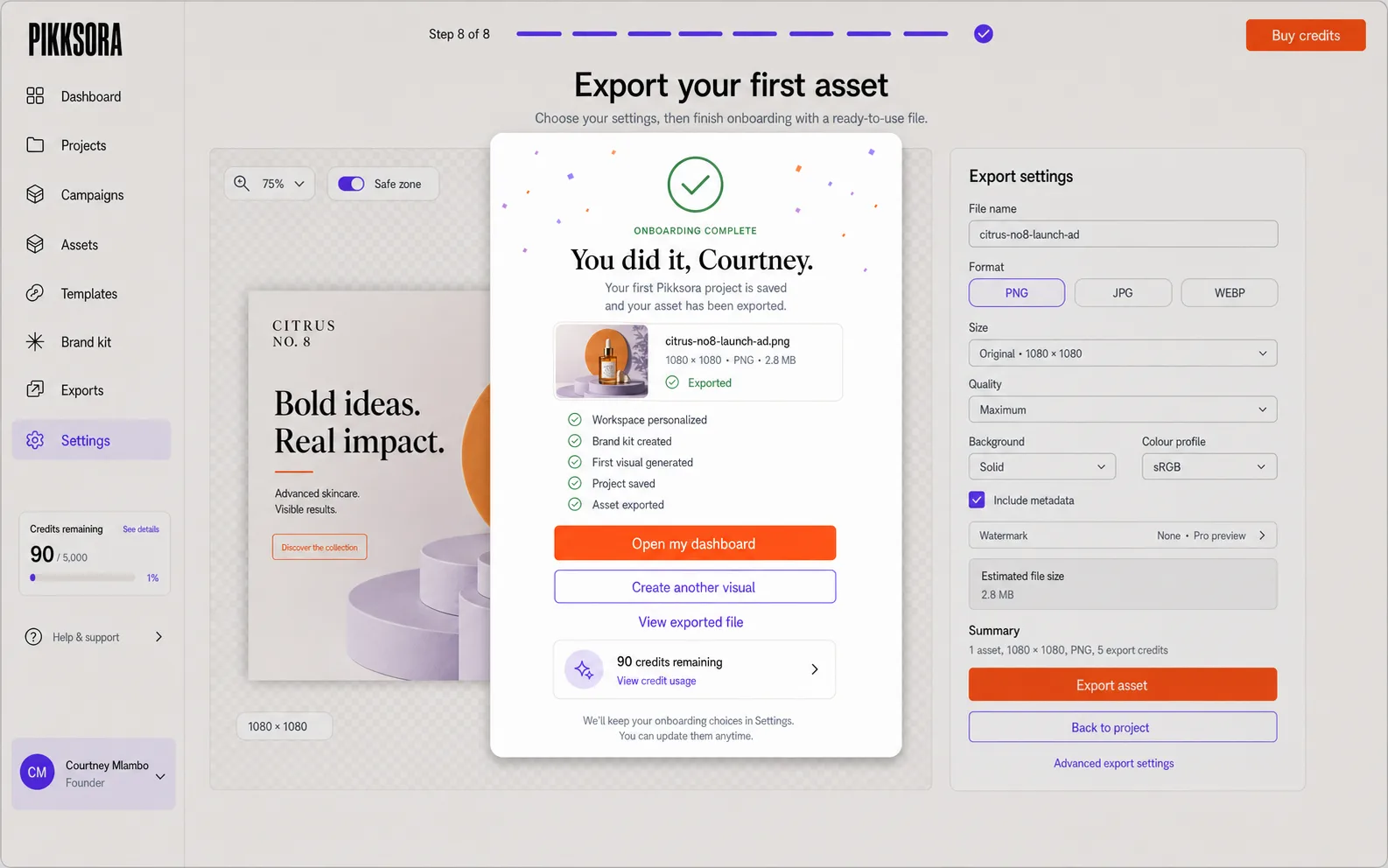 Export and share