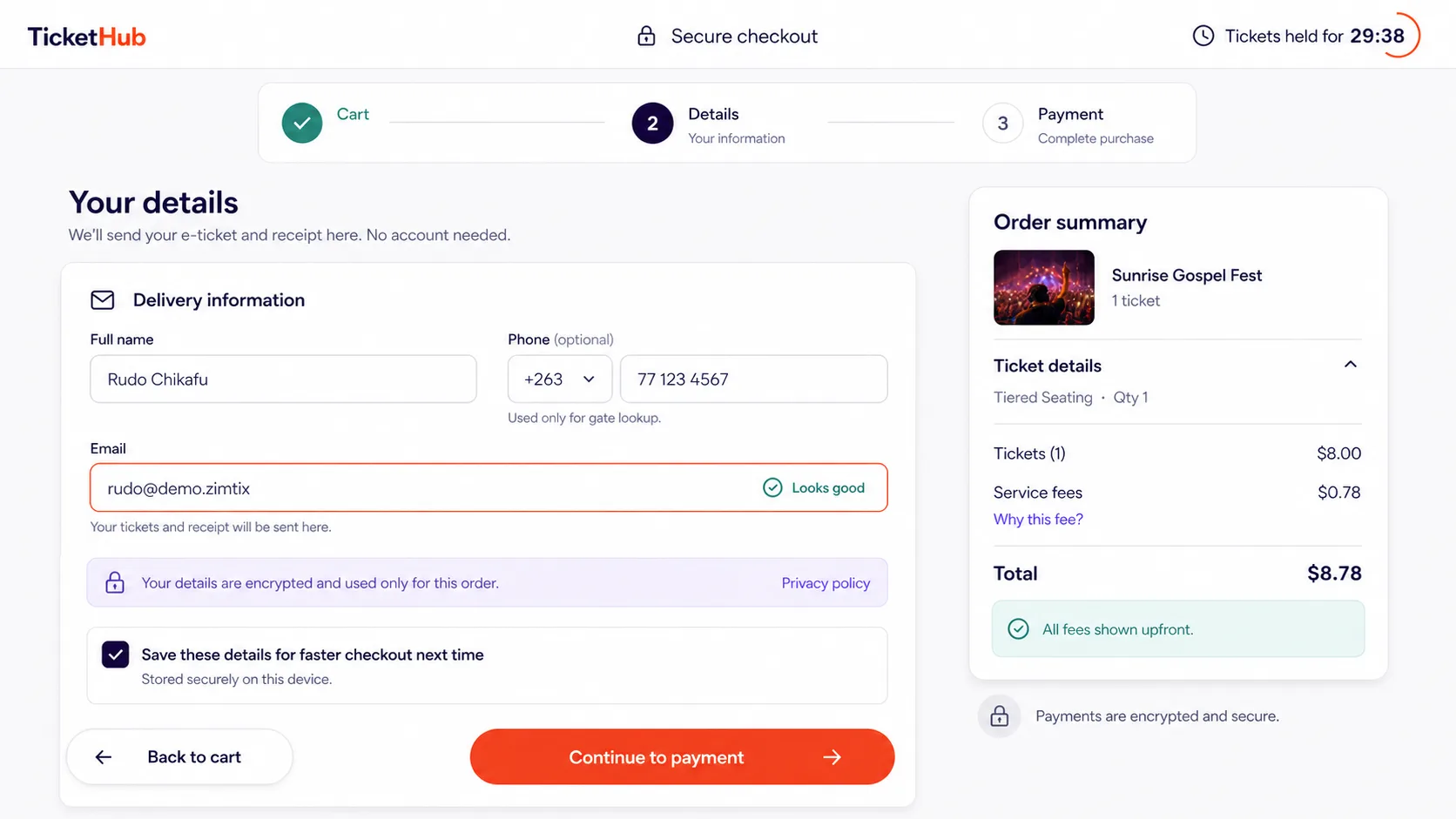Checkout and order summary