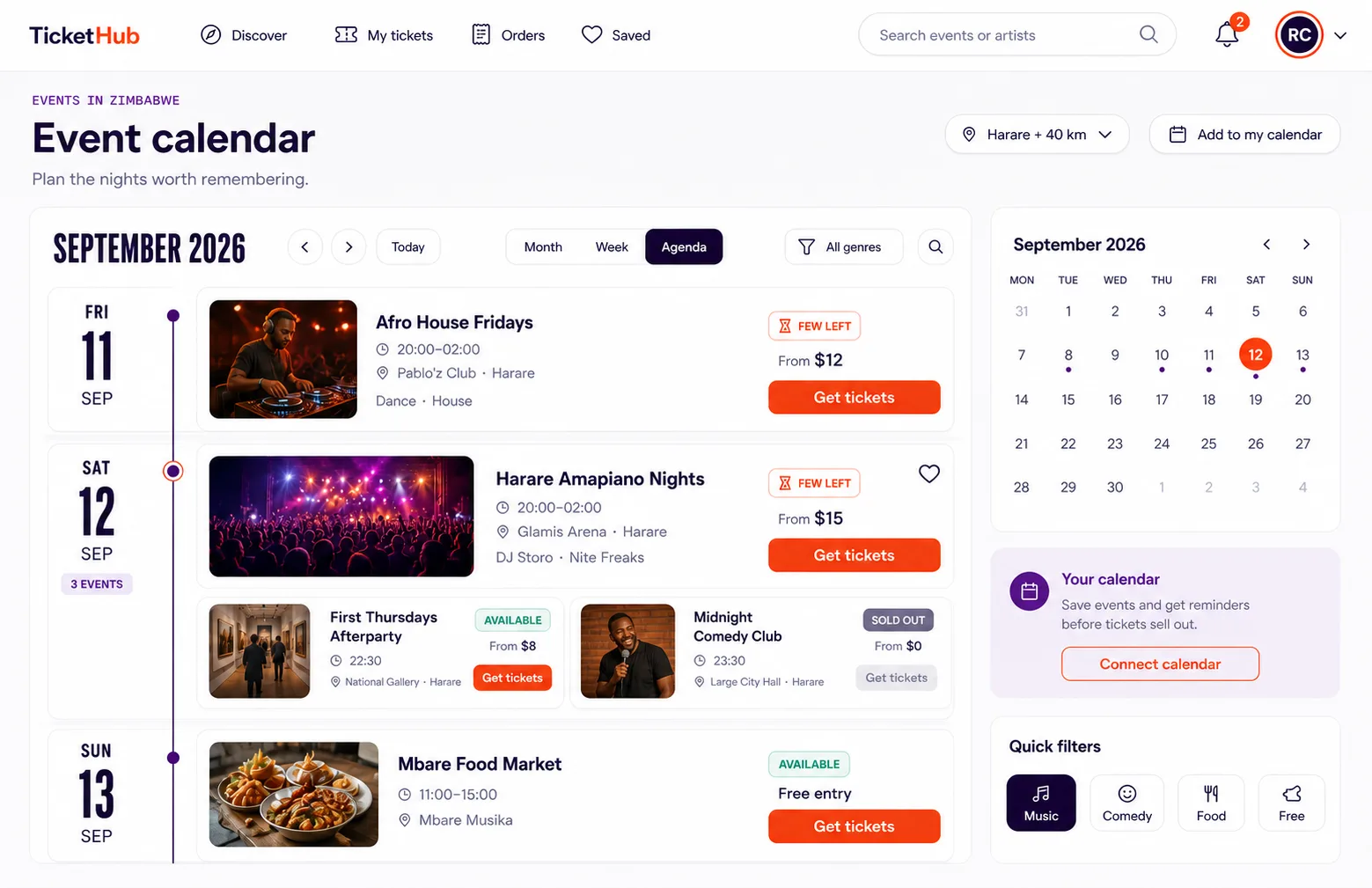 Promoter event calendar